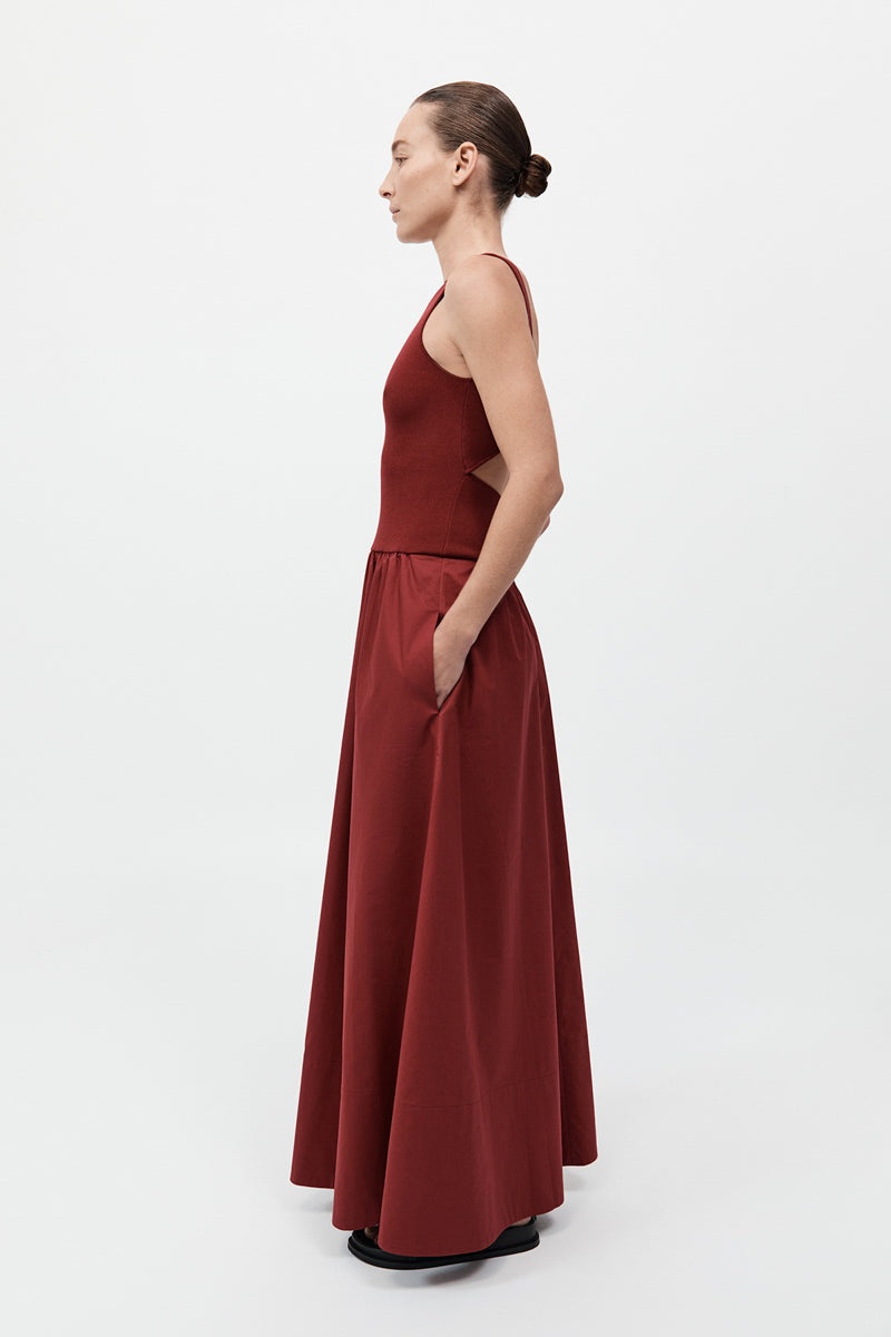 Bateau Cut Out Dress - Berry - 6