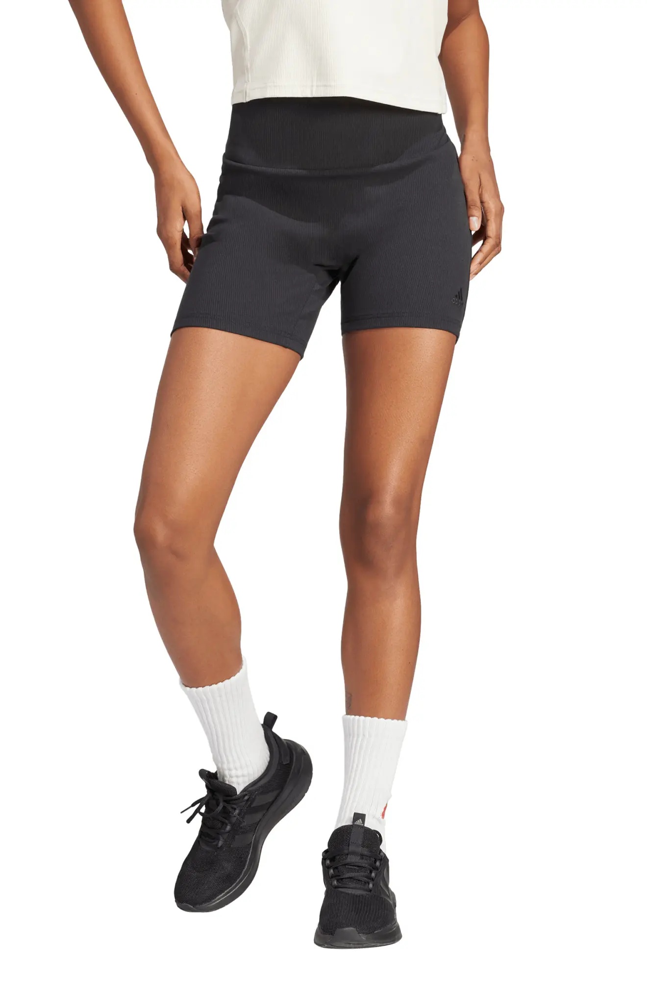 Rib High Waist Bike Shorts - 1