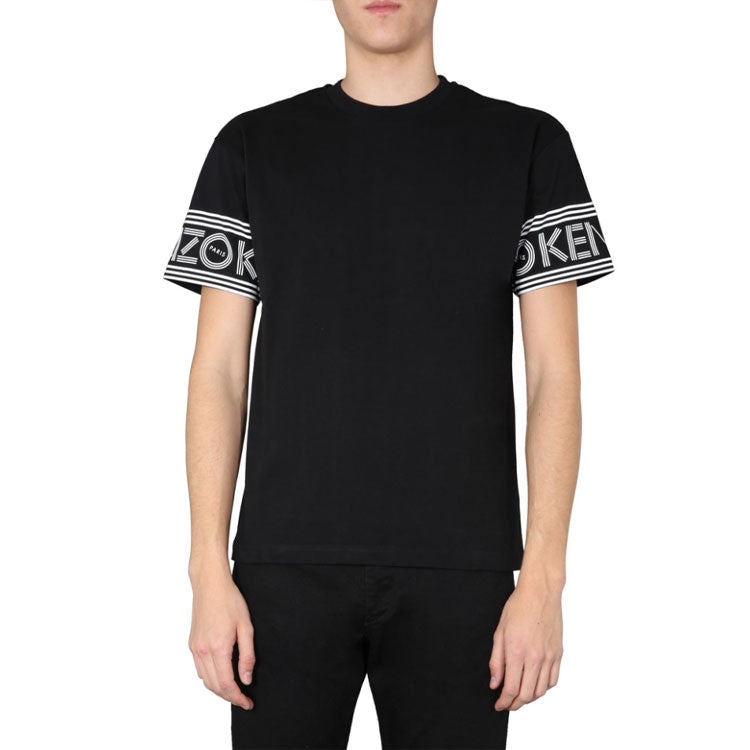KENZO Cuff Logo Cotton Short Sleeve T-Shirt 'Black' F005TS0434BD-99 - 2