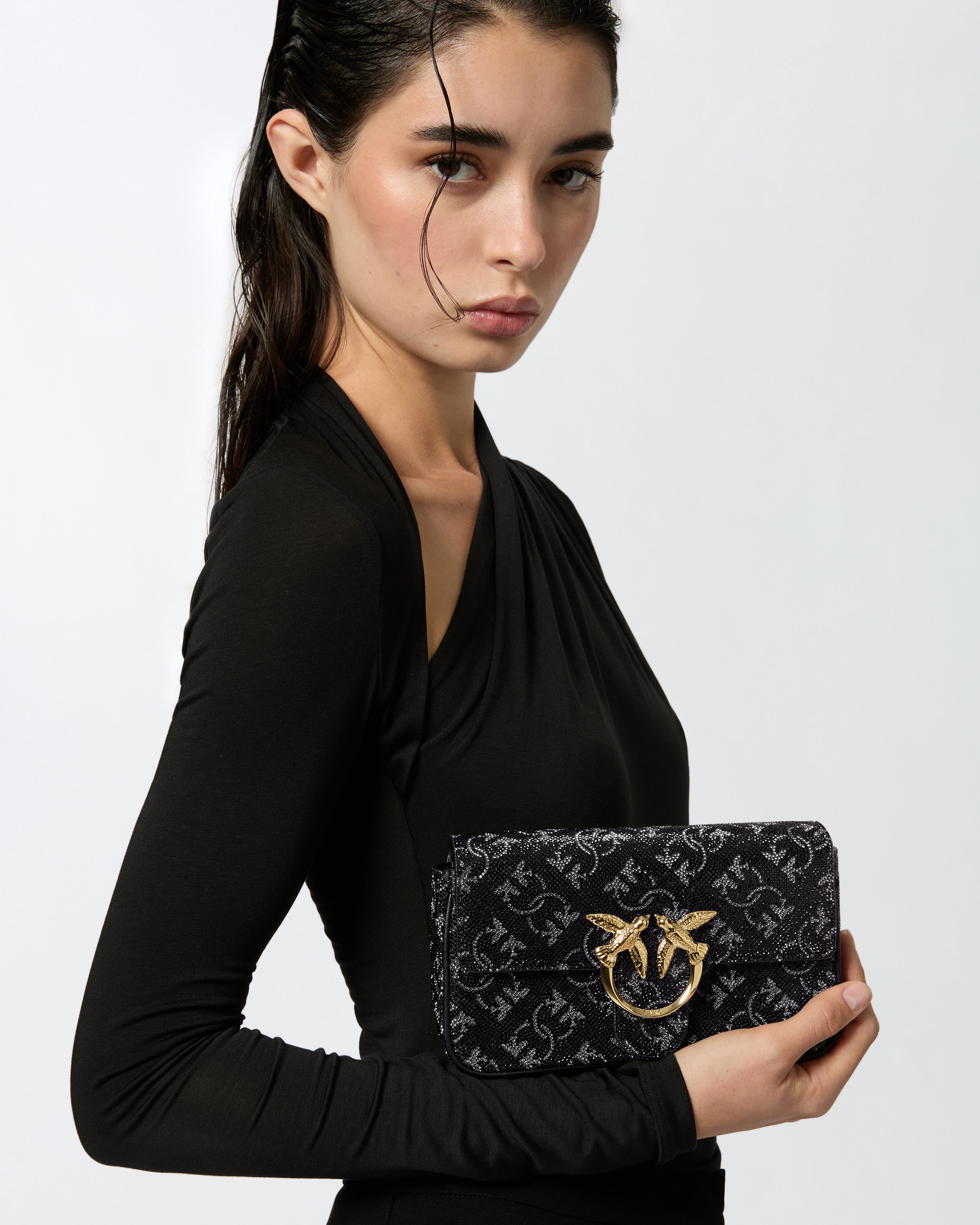 LOVE BAG WITH RHINESTONES AND REMOVABLE SHOULDER STRAP - 5