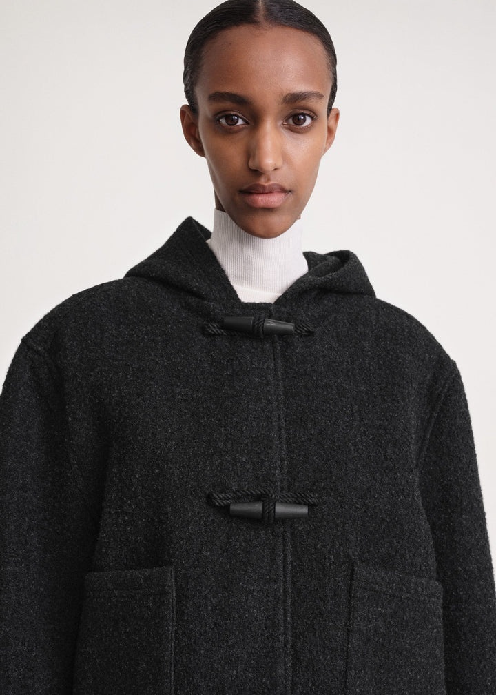 Felted duffle jacket dark grey melange - 5