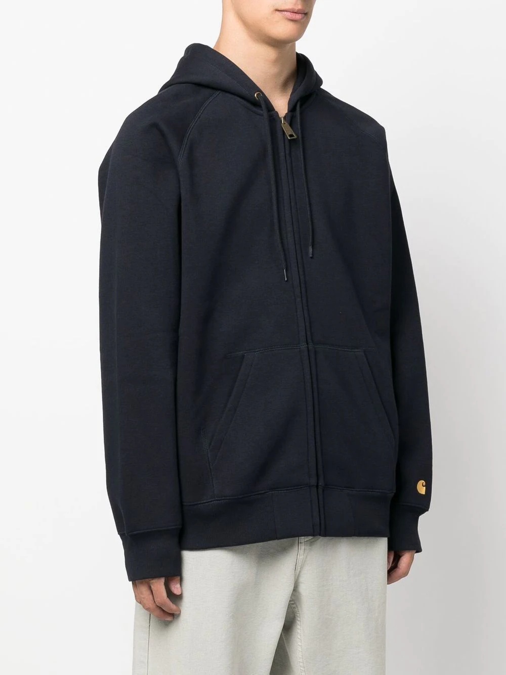 logo-embroidered zip-up hoodie - 3