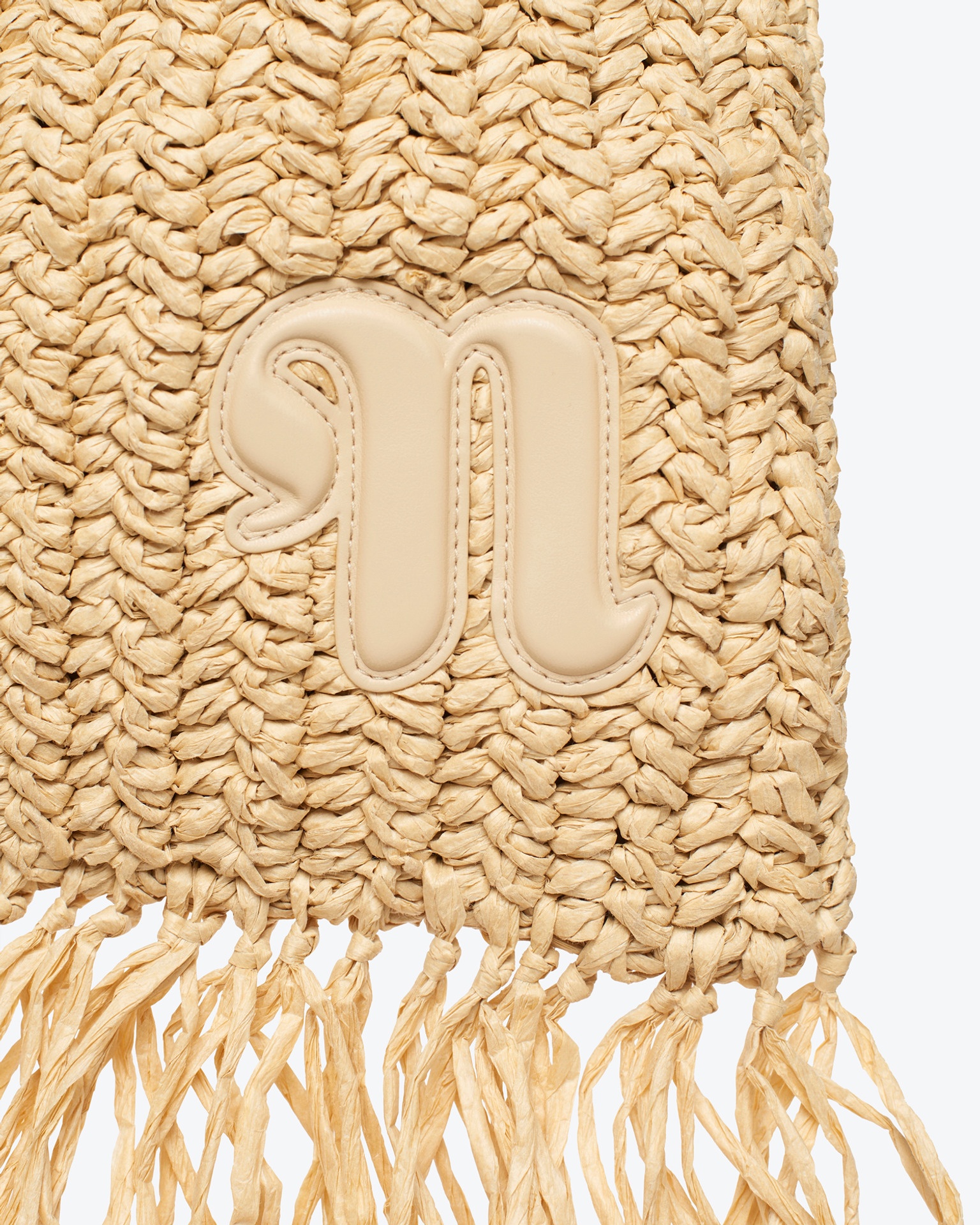 THE FRINGE TOTE - Fringed raffia tote - Natural/almond - 3