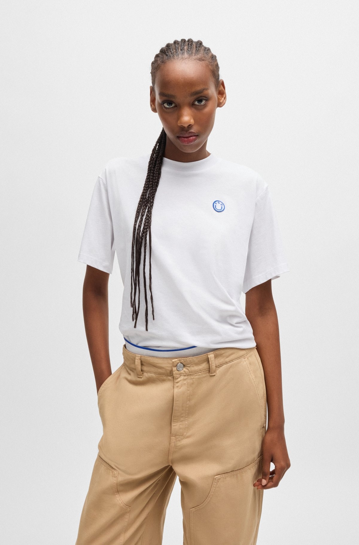 COTTON JERSEY T-SHIRT WITH CURVED LOGO - 2