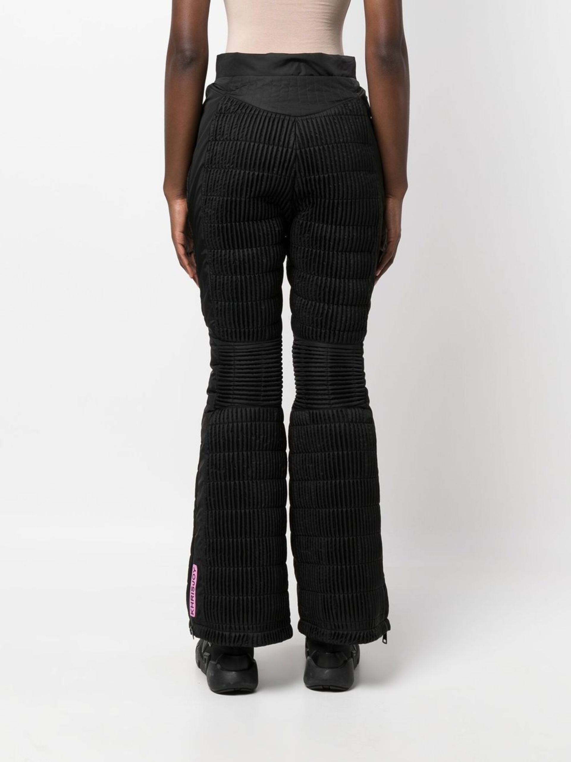 Black Padded Flared Ski Trousers - 4