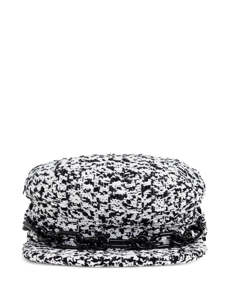 chain-detail tweed beret 1