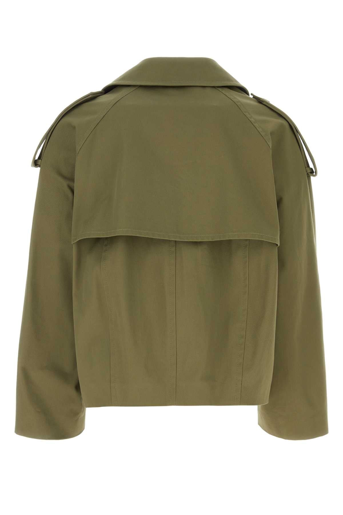 Loewe Men Green Cotton Trench Coat - 2