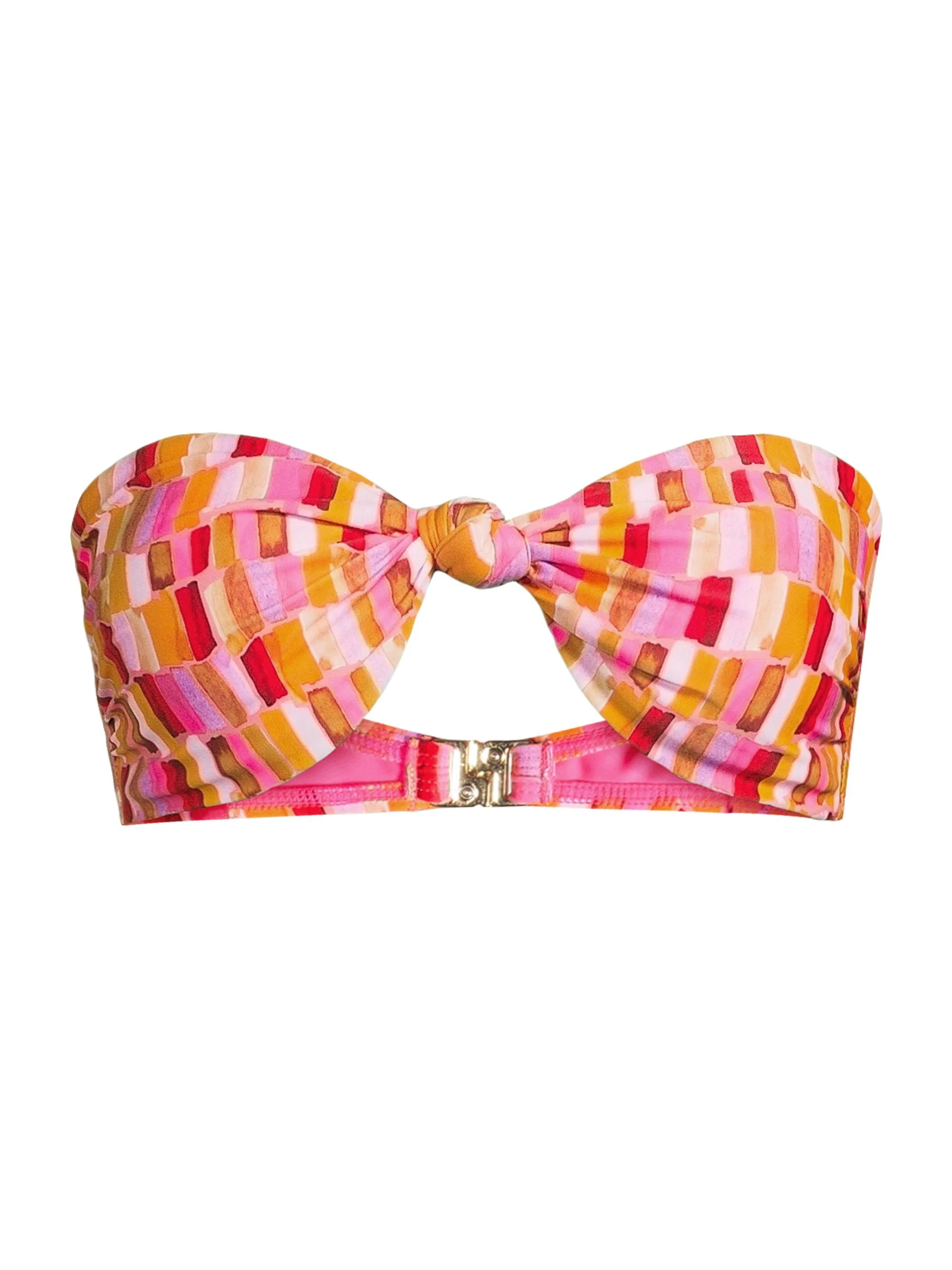 Women's Sunset Tile Printed Bandeau Bikini Top - Pink Multi - 1