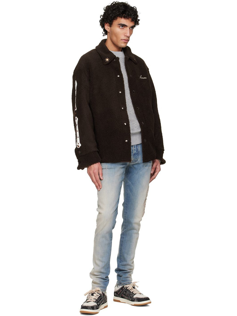 AMIRI Brown Bones Studded Overshirt outlook