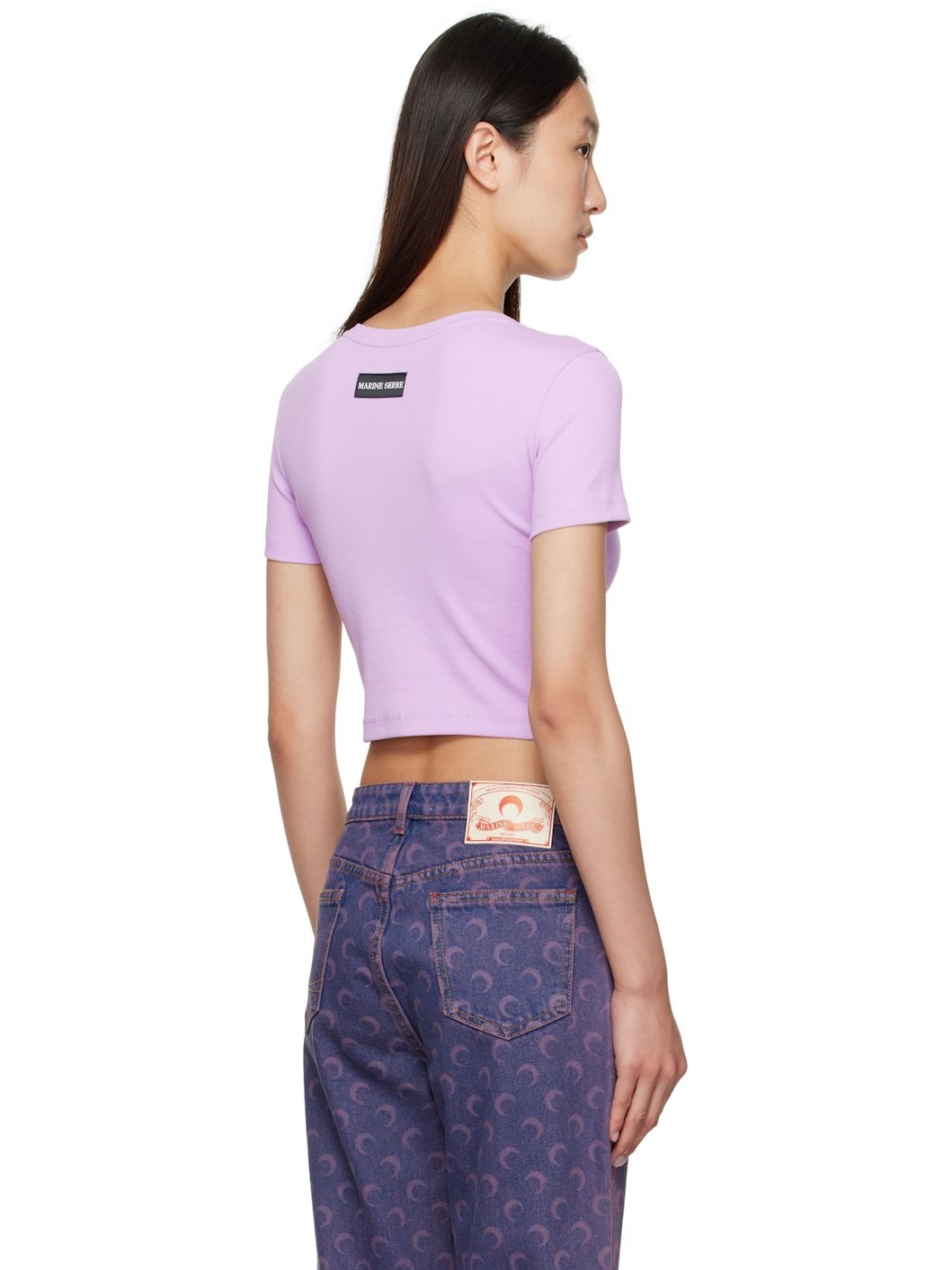 Purple Moon Logo Ribbed Jersey Cut-Out T-shirt - 3