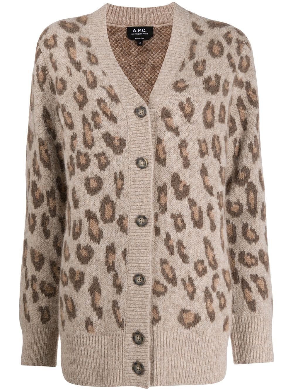 leopard print knit cardigan - 1