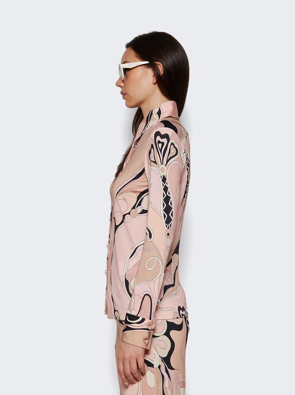 Orchidee Fitted Button Down Shirt Nude - 3