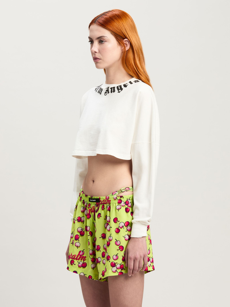 neck logo long sleeved crop T-shirt 4