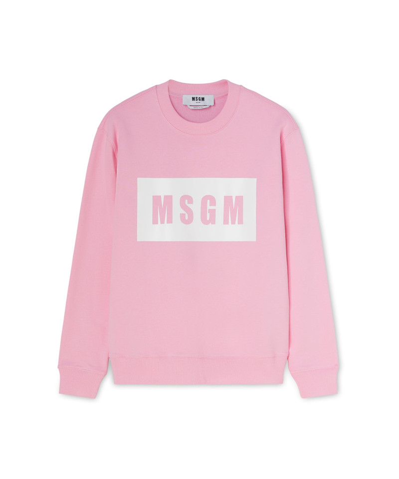 Cotton crewneck sweater with MSGM box logo 1