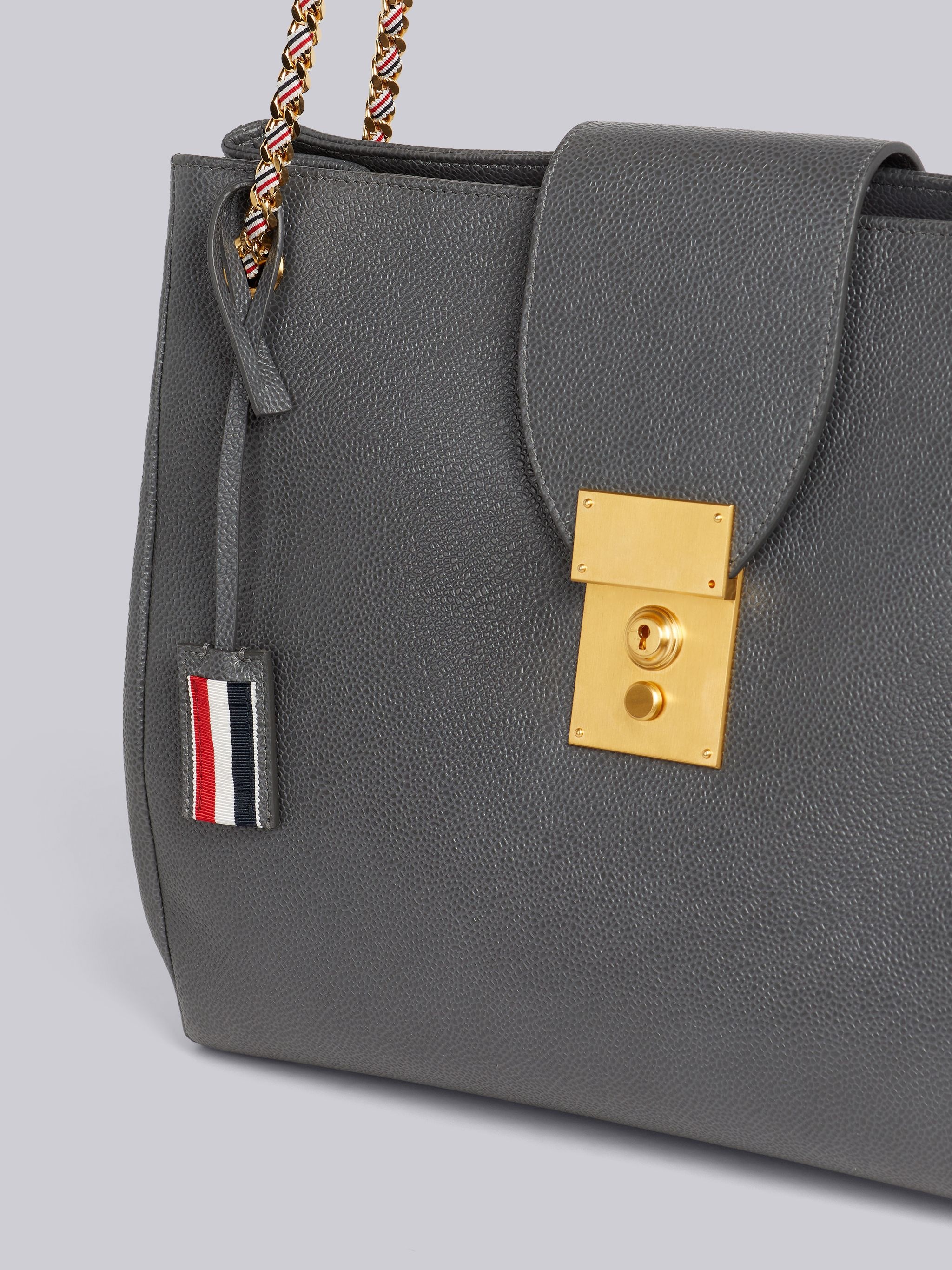 Dark Grey Pebble Grain Leather Mrs. Thom Chain Tote - 2