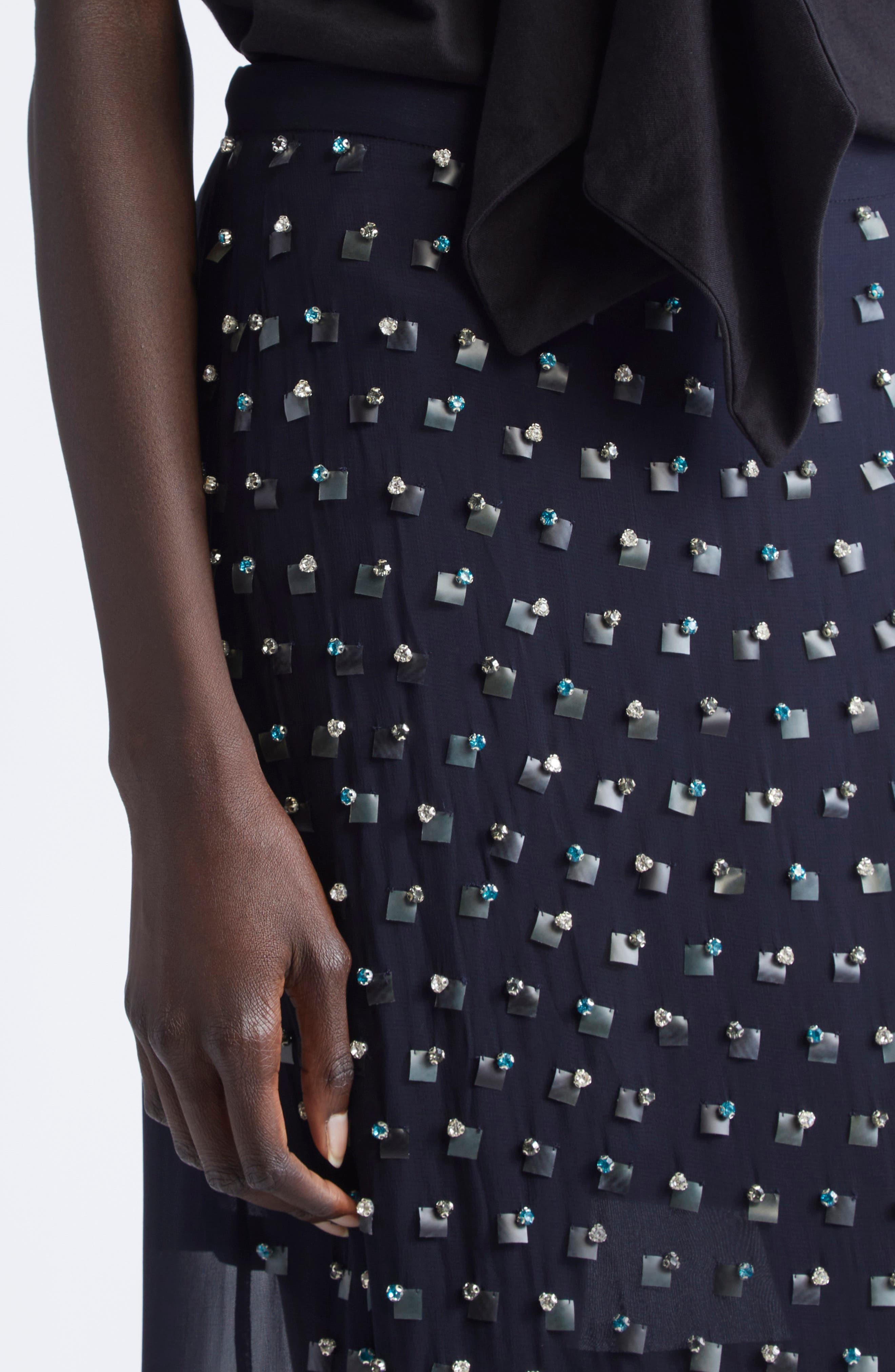 Dries Van Noten Sokna Embellished Midi Skirt in Navy at Nordstrom - 5