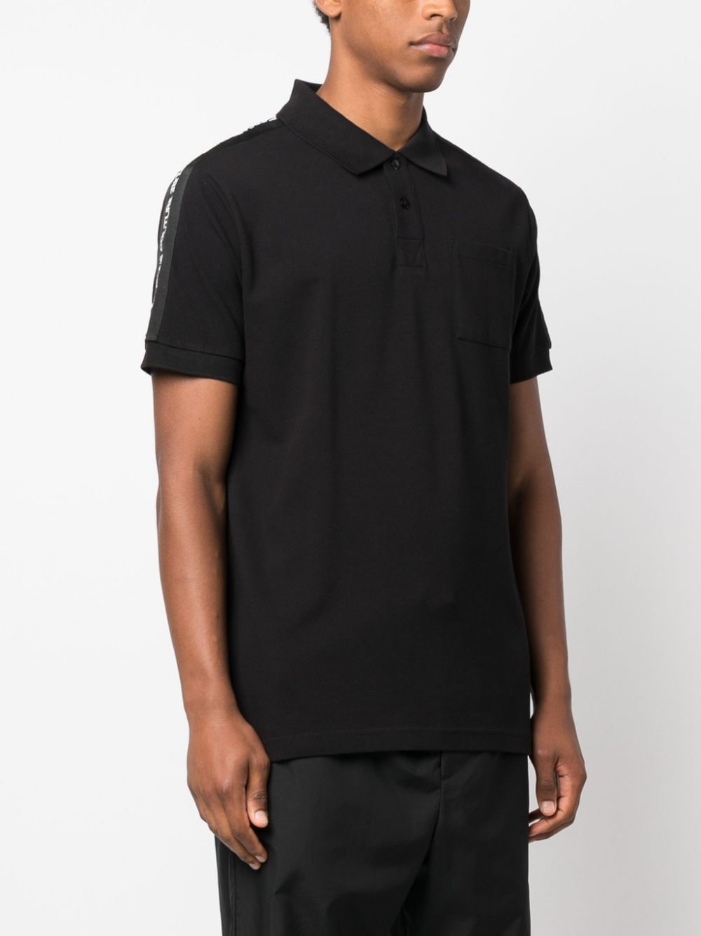 logo-tape cotton polo shirt - 3