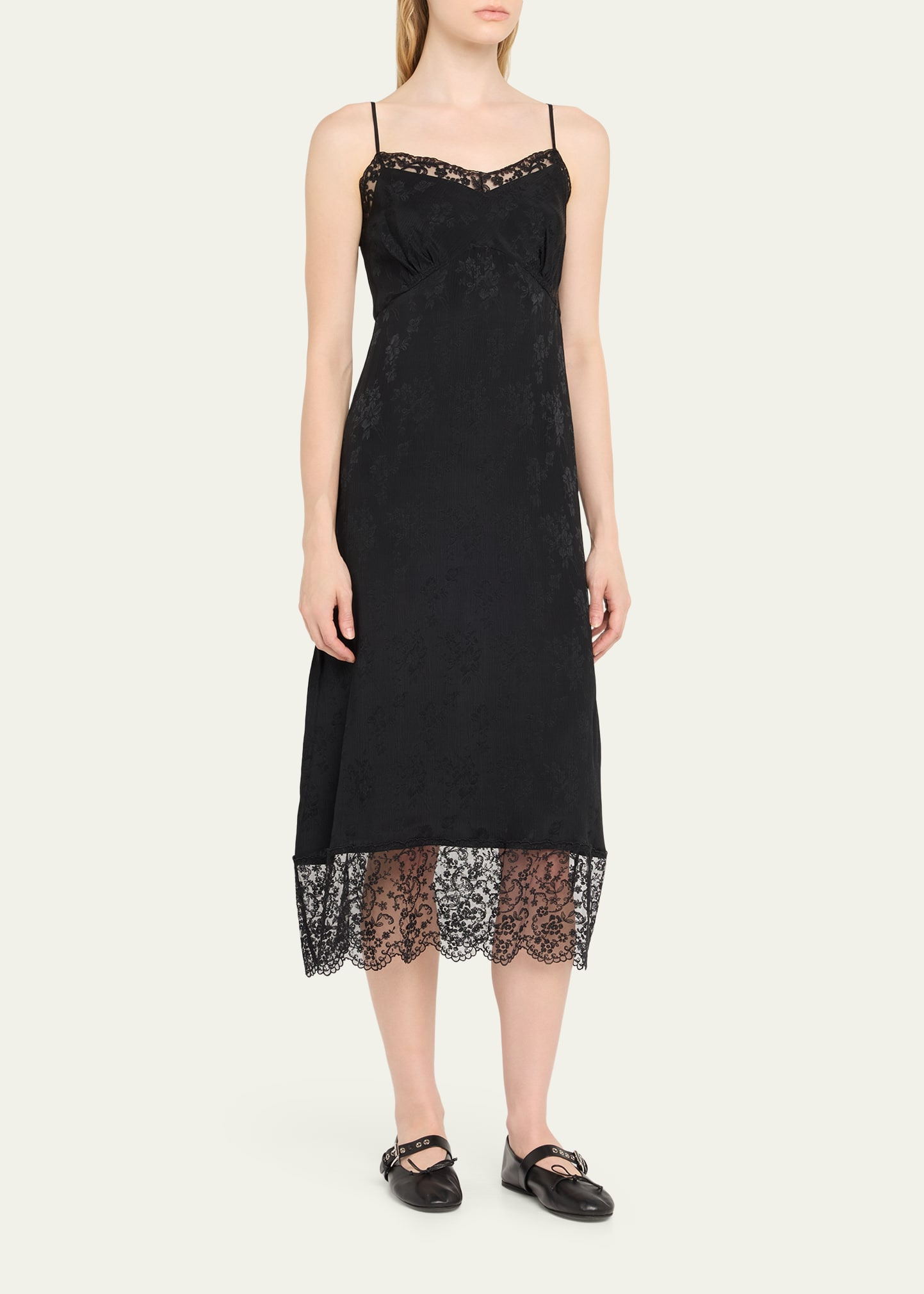 Floral Lace-Trim Slip Dress - 4