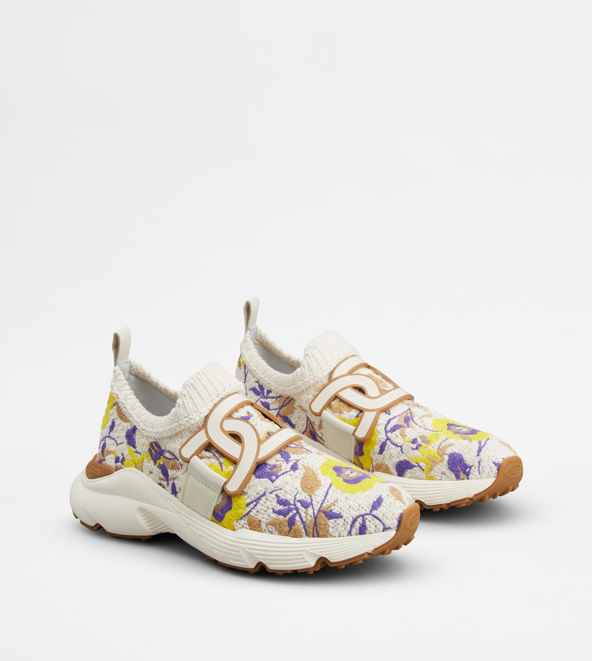 KATE SLIP-ON SNEAKERS IN FABRIC - YELLOW, BROWN, OFF WHITE - 3