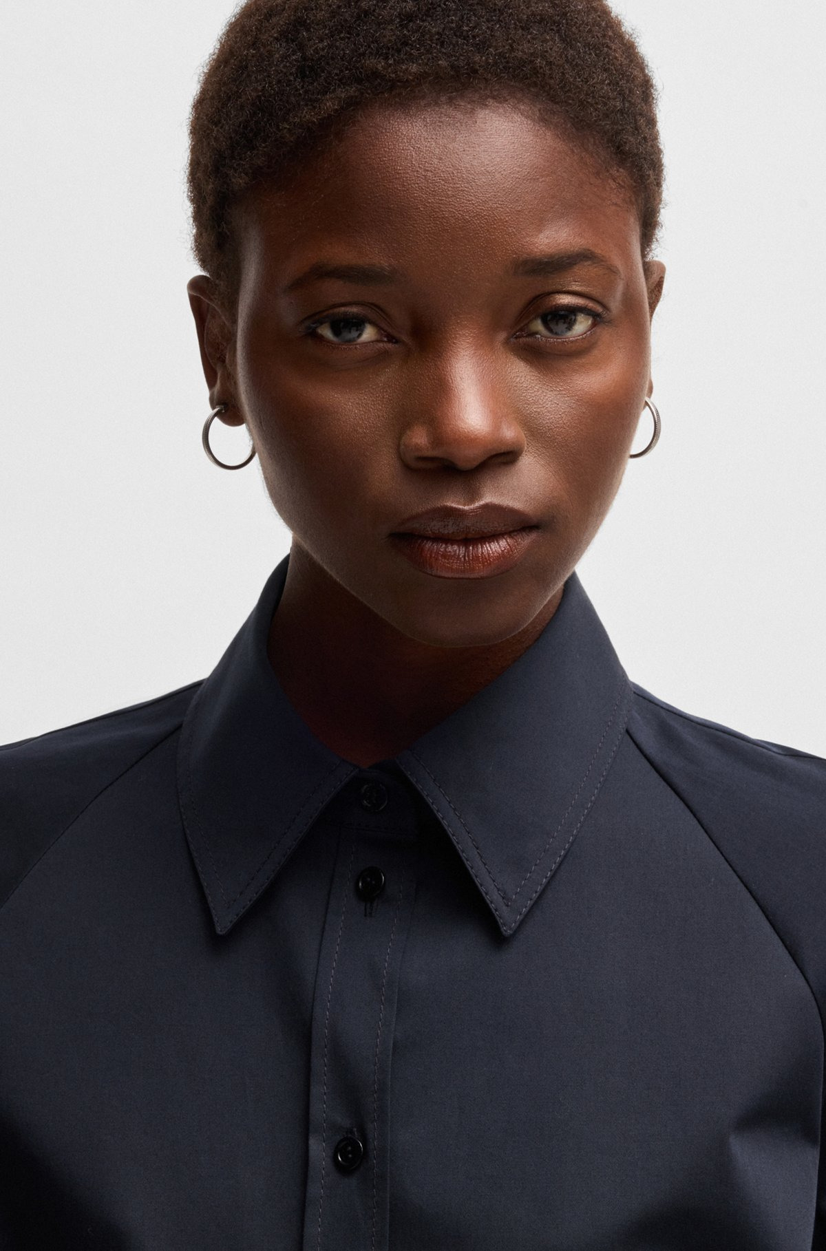 SHIRT DRESS IN STRETCH COTTON WITH HALF PLACKET - 5