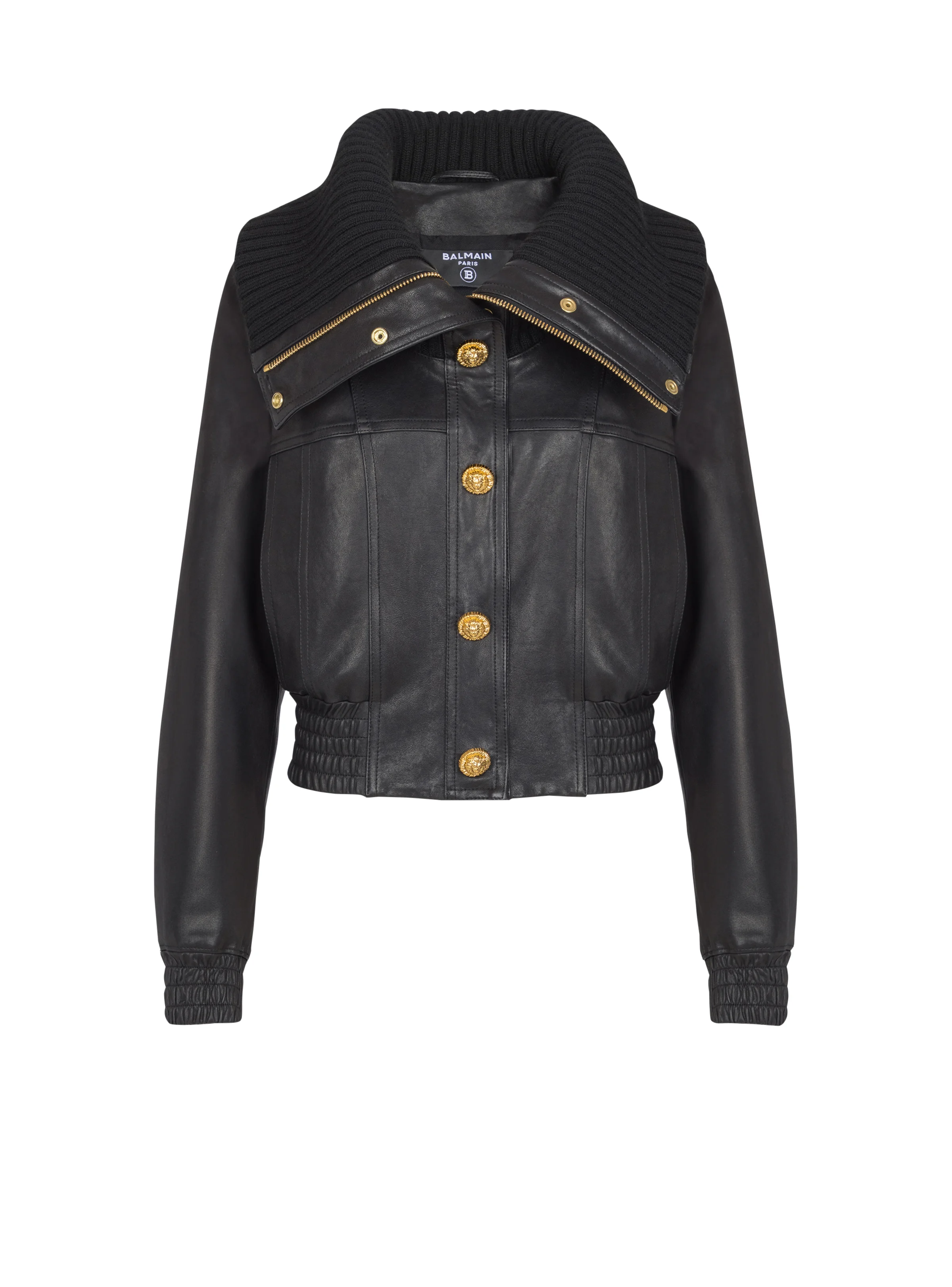 Lambskin and knit bomber jacket - 1