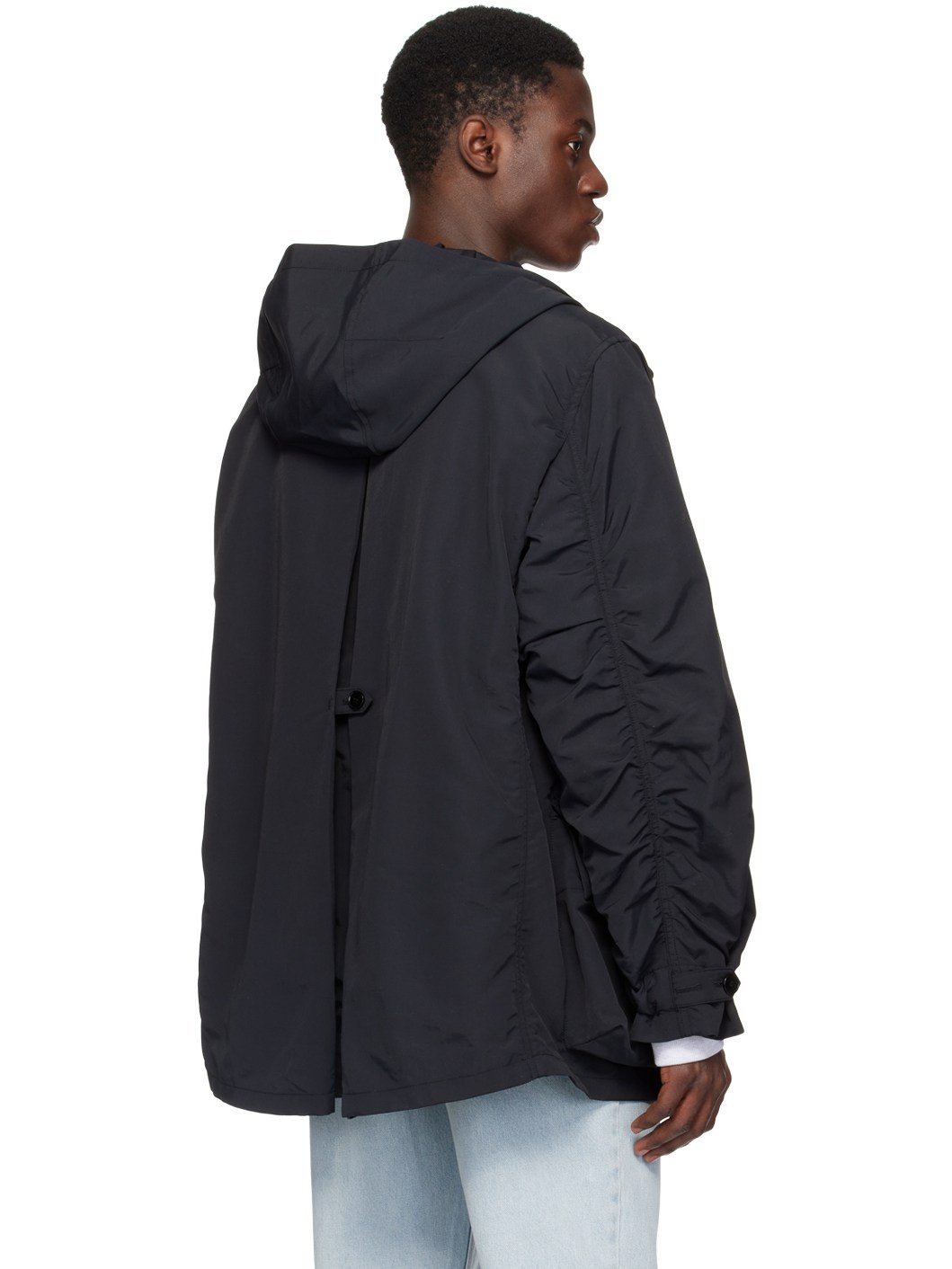Black Volumed Pocket Jacket - 3
