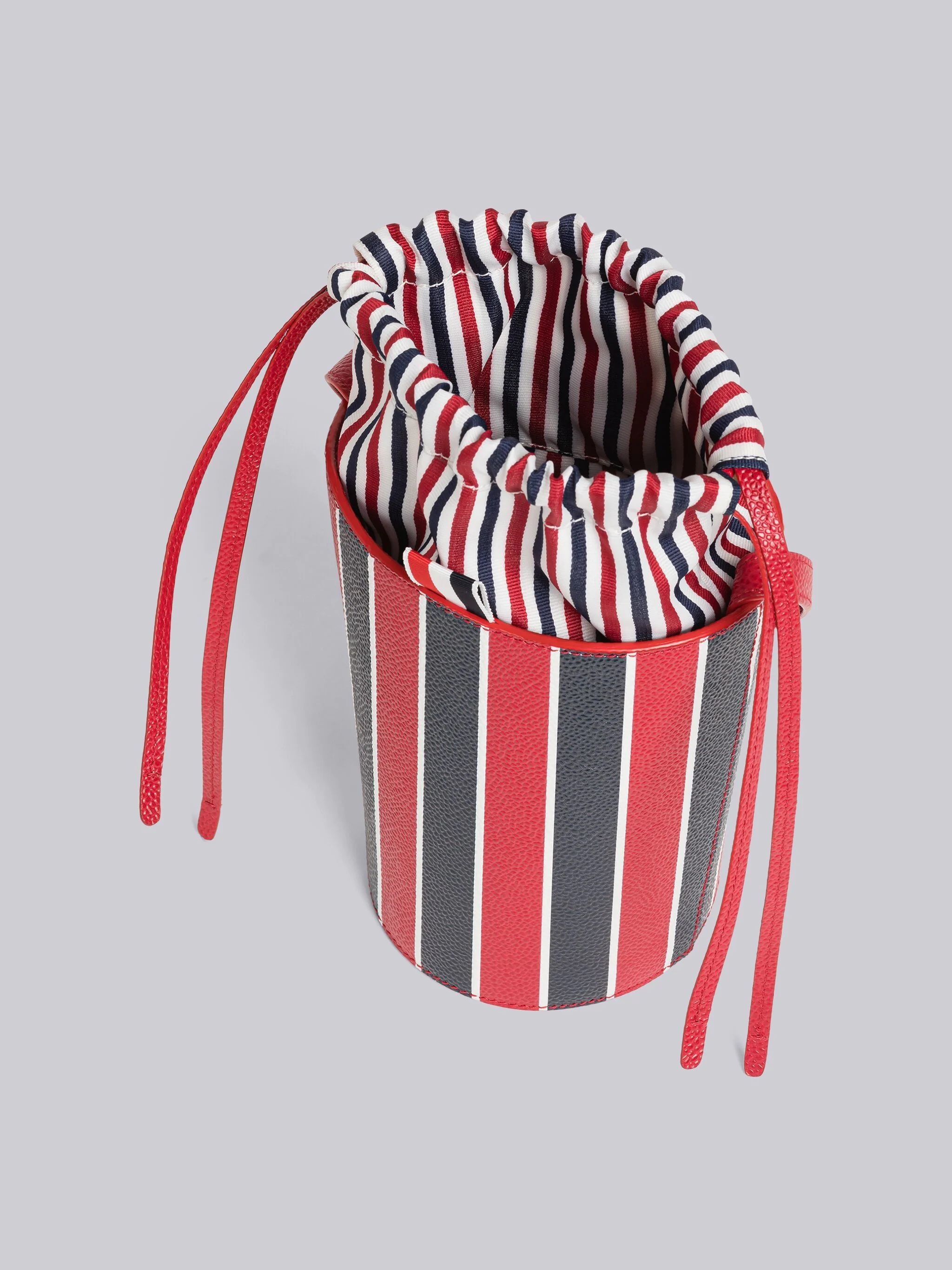 Stripe Pebble Grain Crossbody Mini Bucket Bag - 5