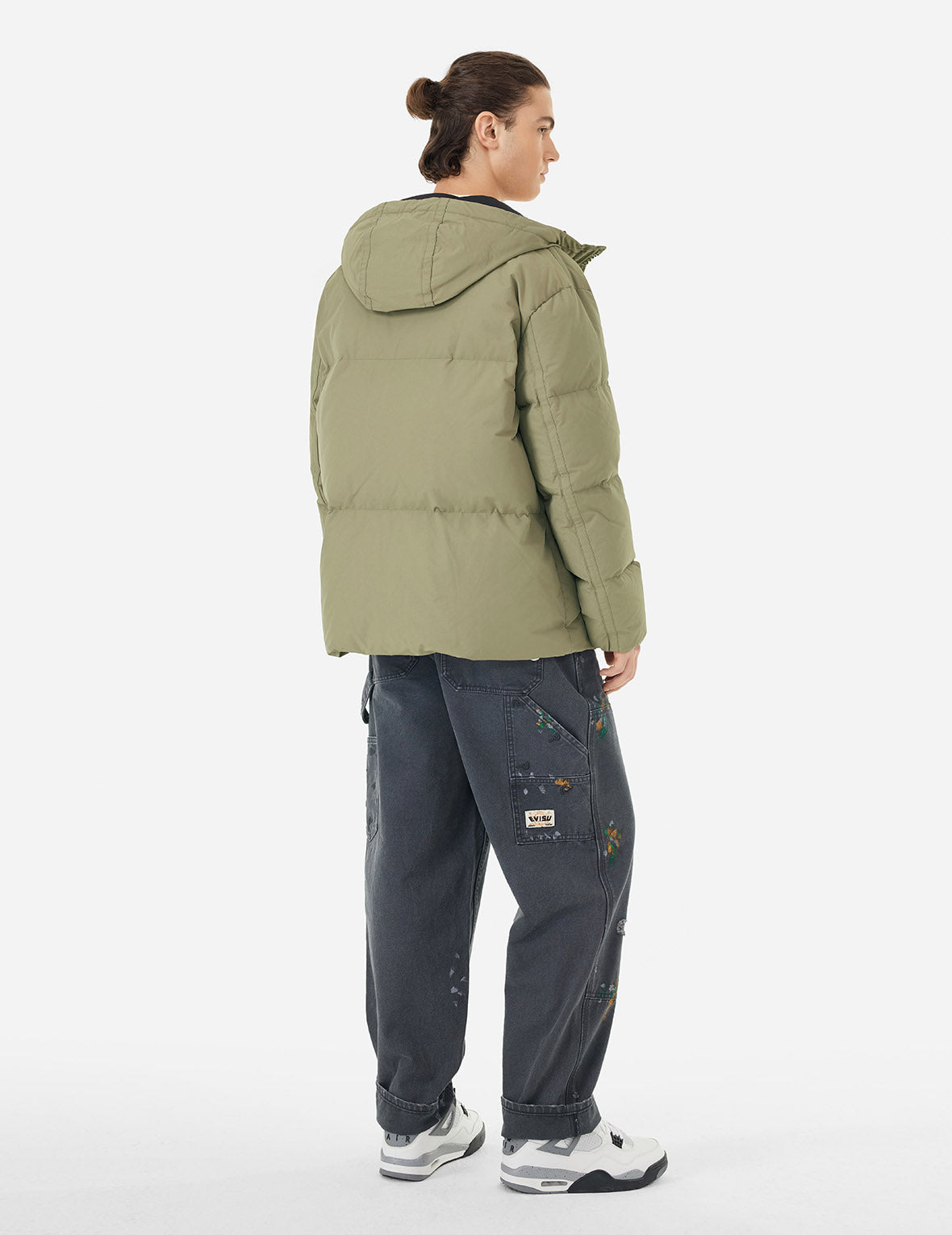 Seagull Embroidery Loose Fit Down Jacket - 11