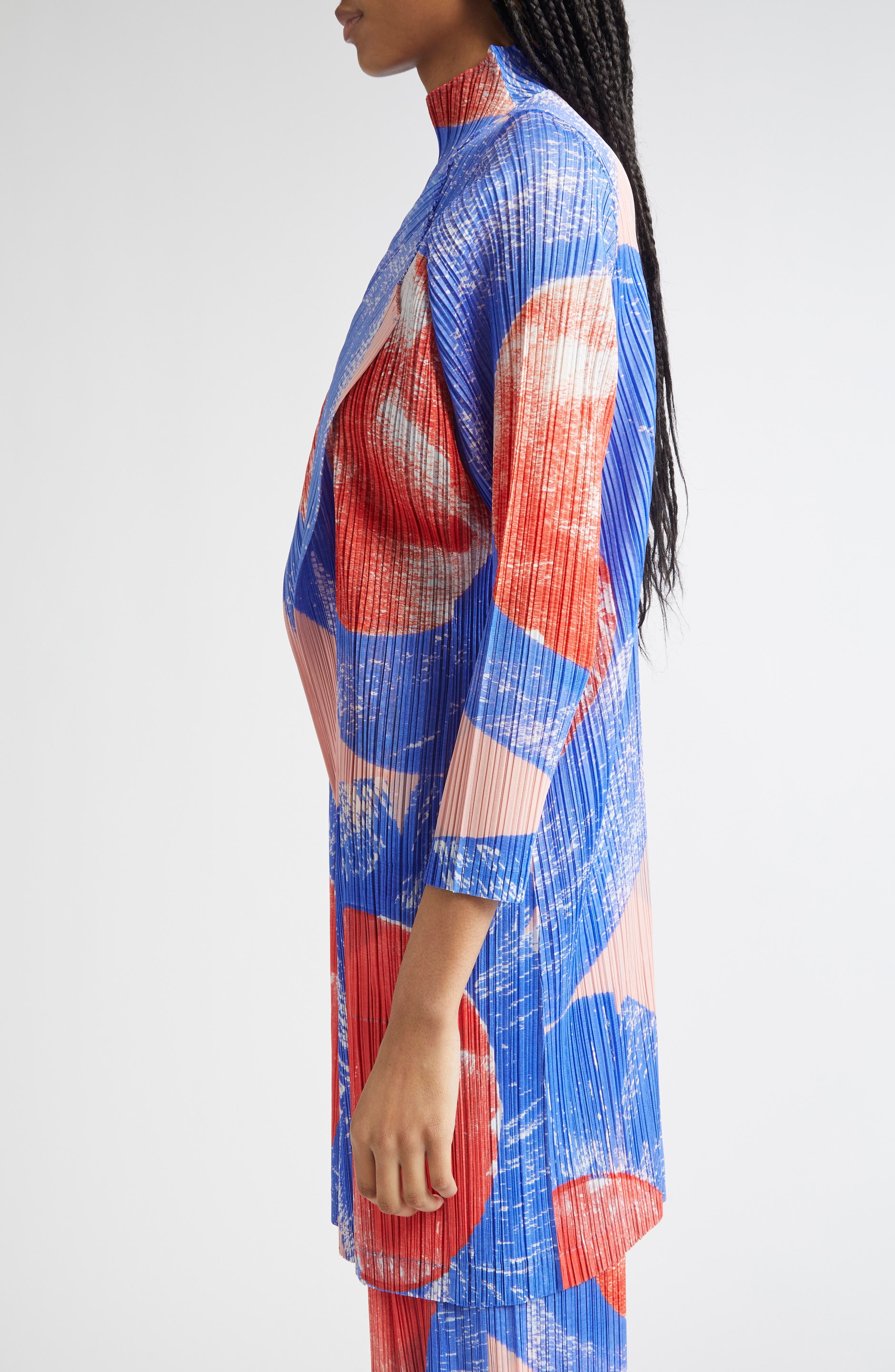 Pleats Please Issey Miyake Backlight Pleated Cardigan in Red/Blue at Nordstrom - 4