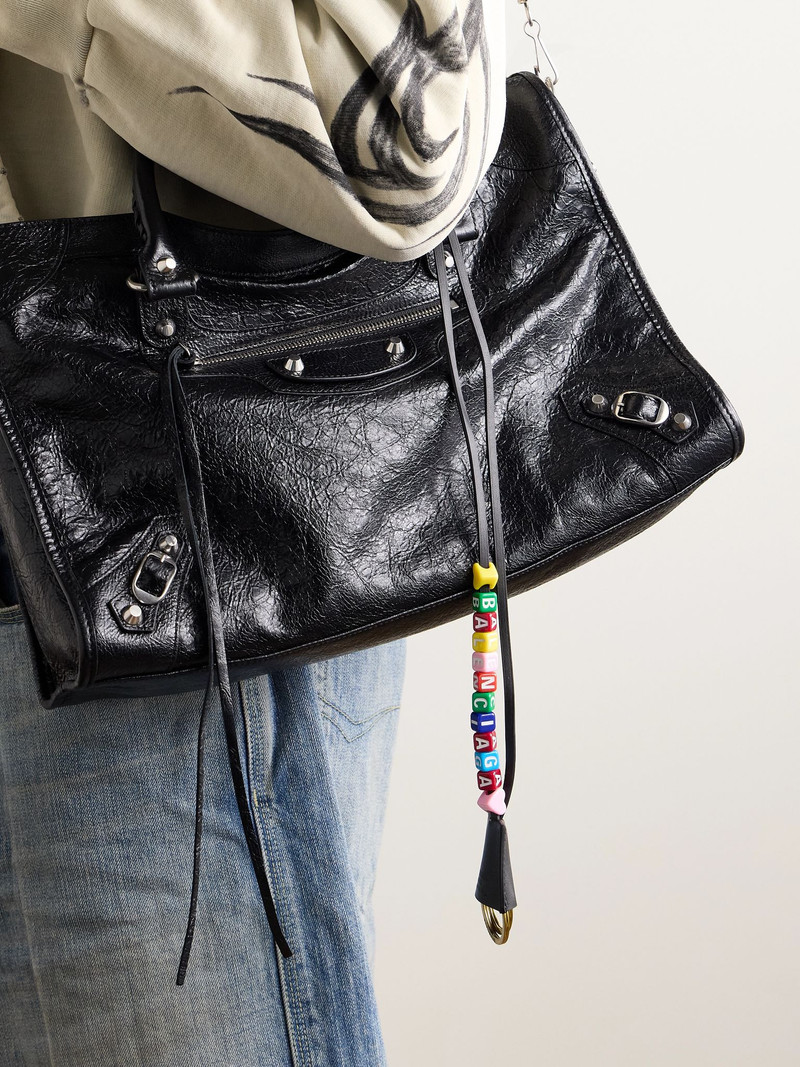 BALENCIAGA Rodeo Cloche Clé Leather Beaded Keychain Lanyard Black outlook