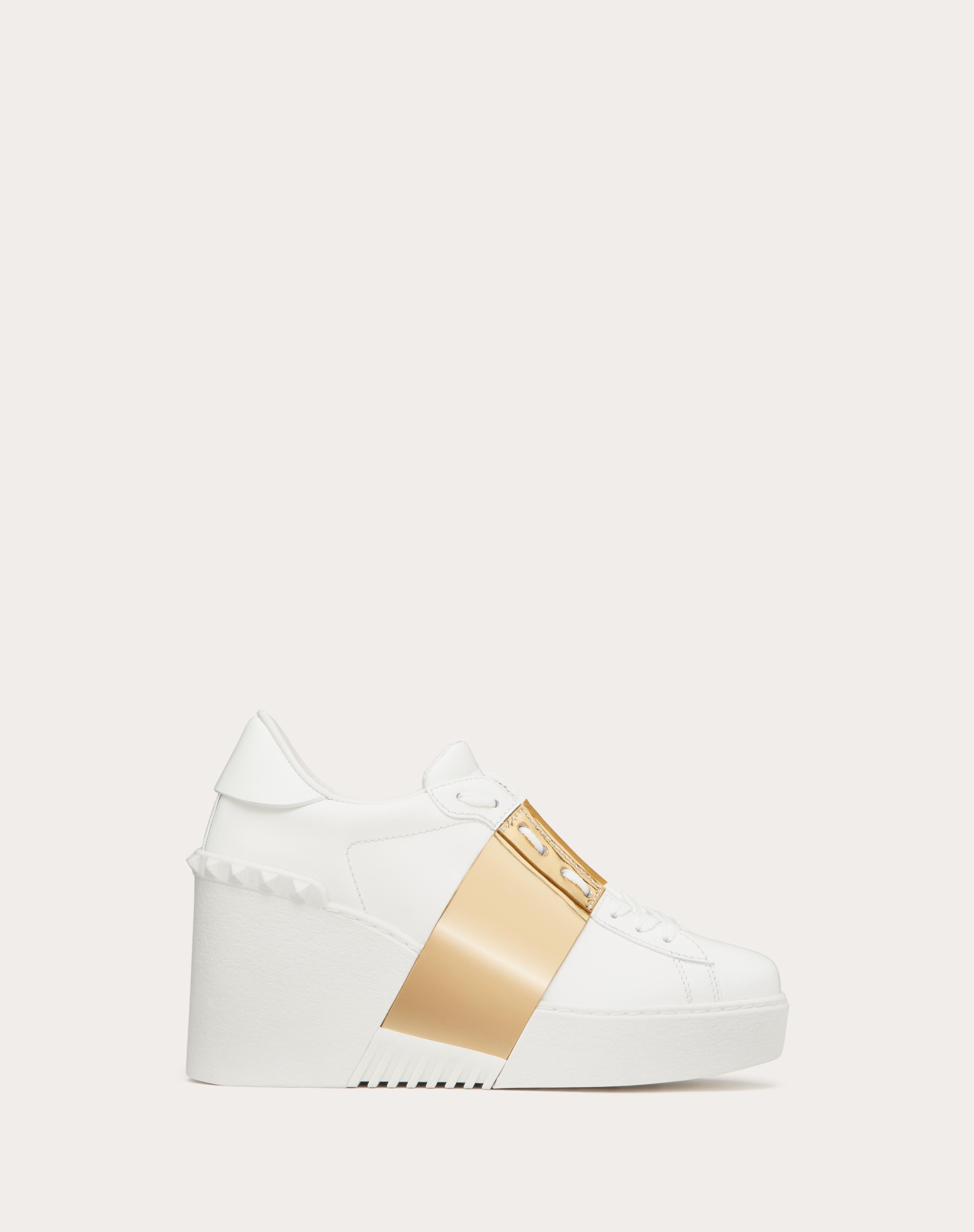 OPEN DISCO WEDGE SNEAKER IN CALFSKIN WITH METALLIC BAND 85MM - 1