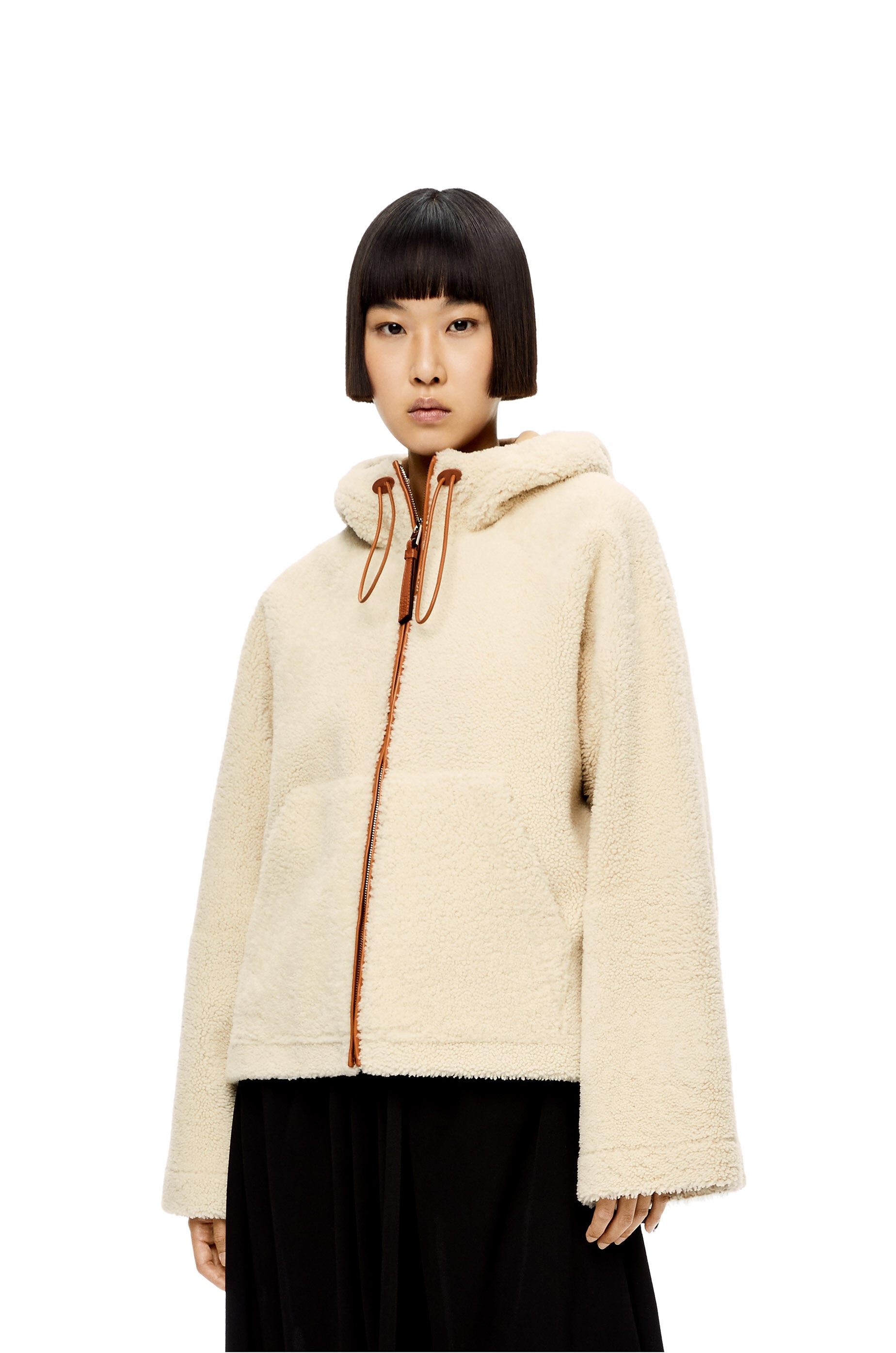 Hooded zip jacket in shearling - 3