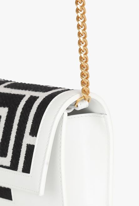 Mini-sized bicolor jacquard and white leather panel 1945 bag - 8