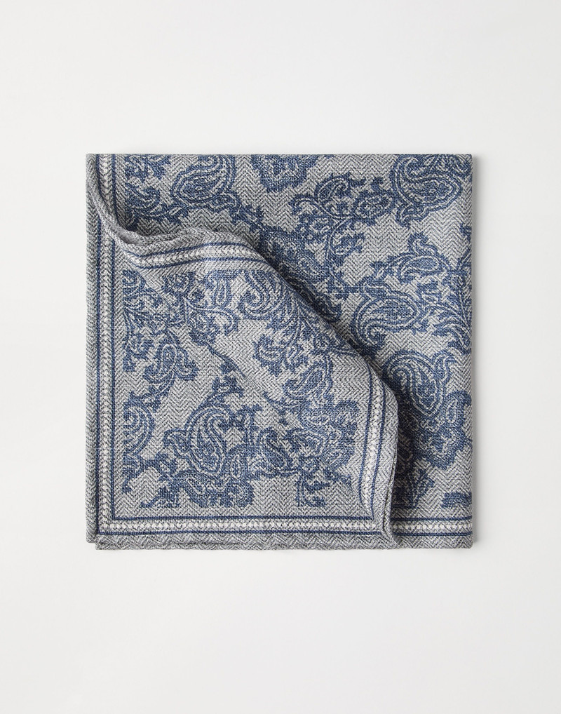 Silk pocket square with paisley design 1