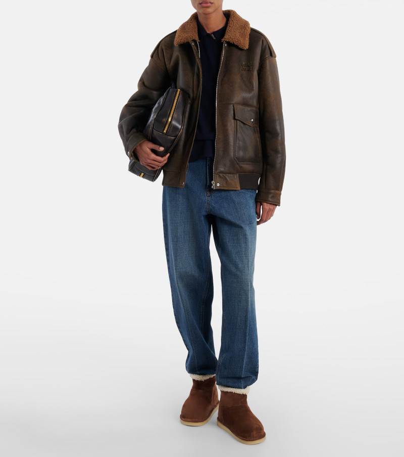 Miu Miu Shearling-lined suede ankle boots outlook