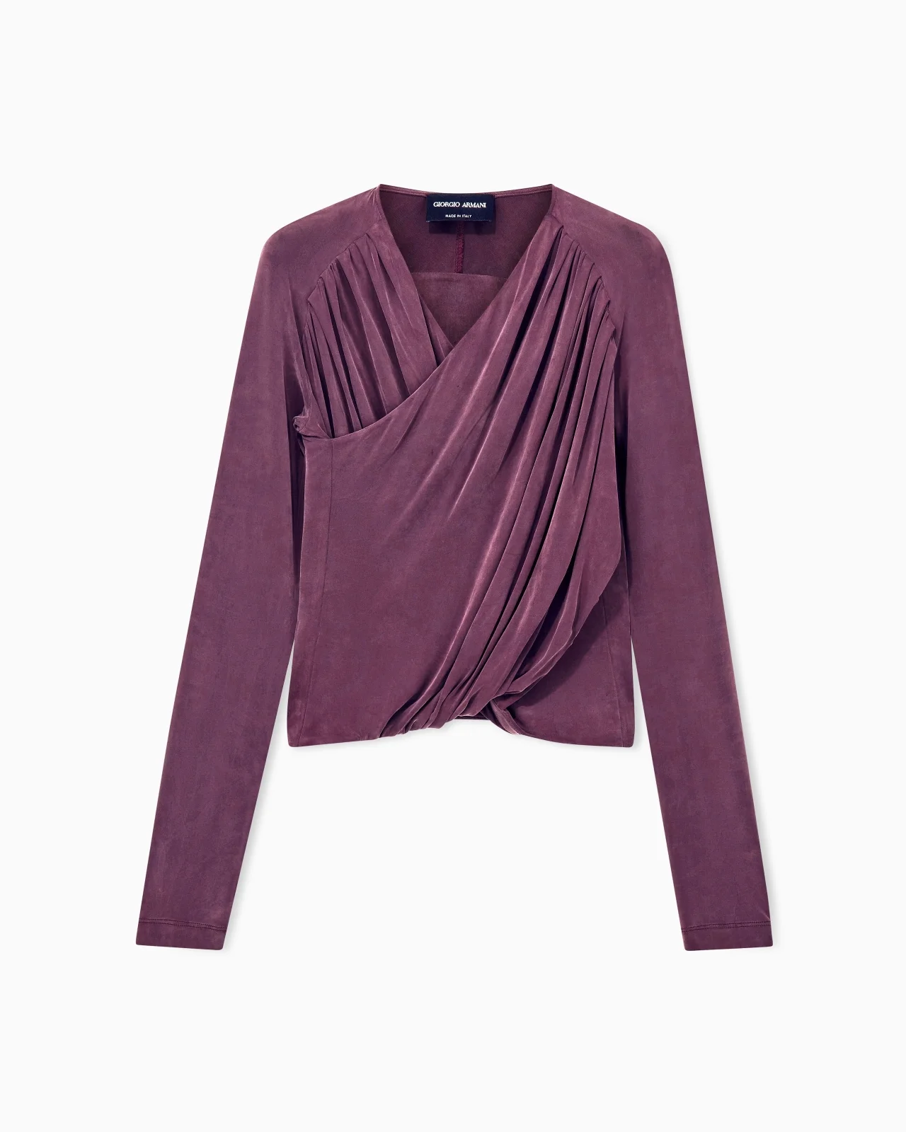 JUMPER FIT LONG SLEEVE CUPRO JERSEY TOP WITH DRAPING - 1