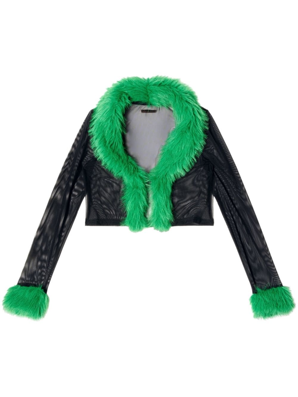 faux-fur mesh cardigan - 1