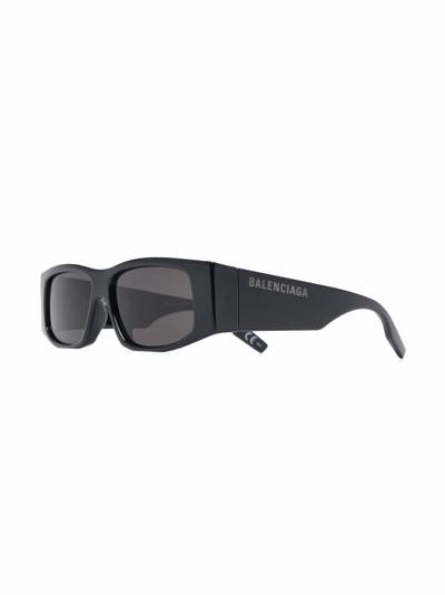 BALENCIAGA LED logo rectangle-frame sunglasses outlook