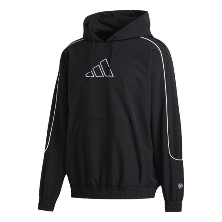 adidas Hrd Cu Embroidered Logo hooded Pullover Long Sleeves Black FR5736 - 1