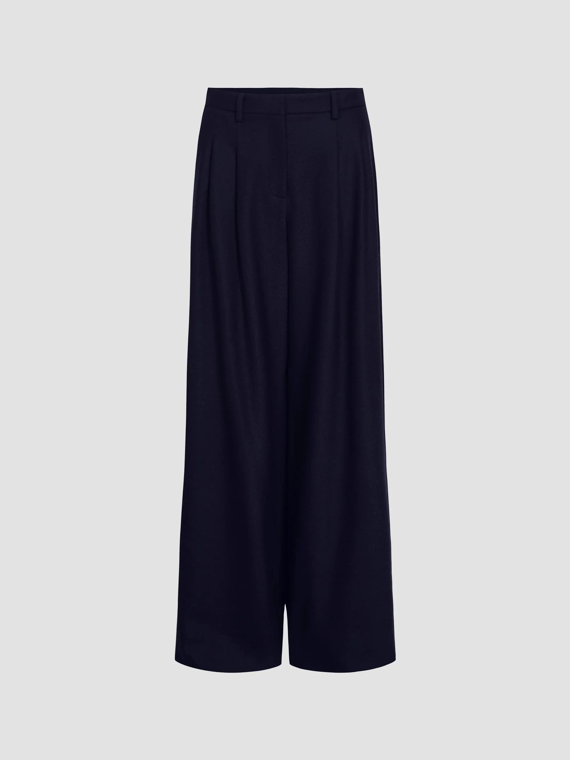 Women's Avery Wool-Silk Blend Wide-Leg Pants - Midnight - 1