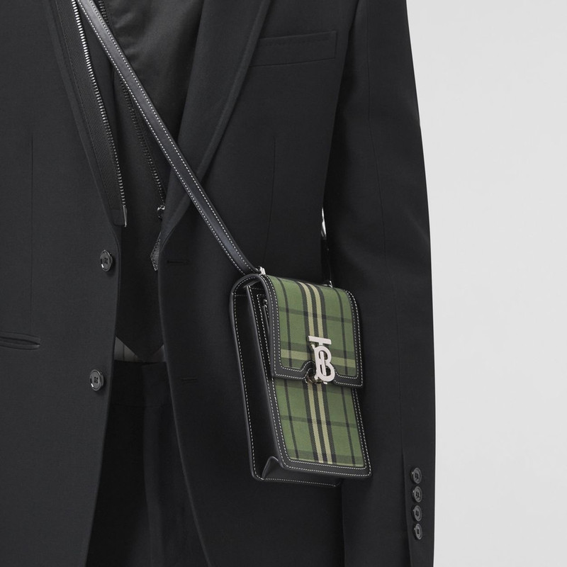 Check Cotton and Leather Robin Bag 13