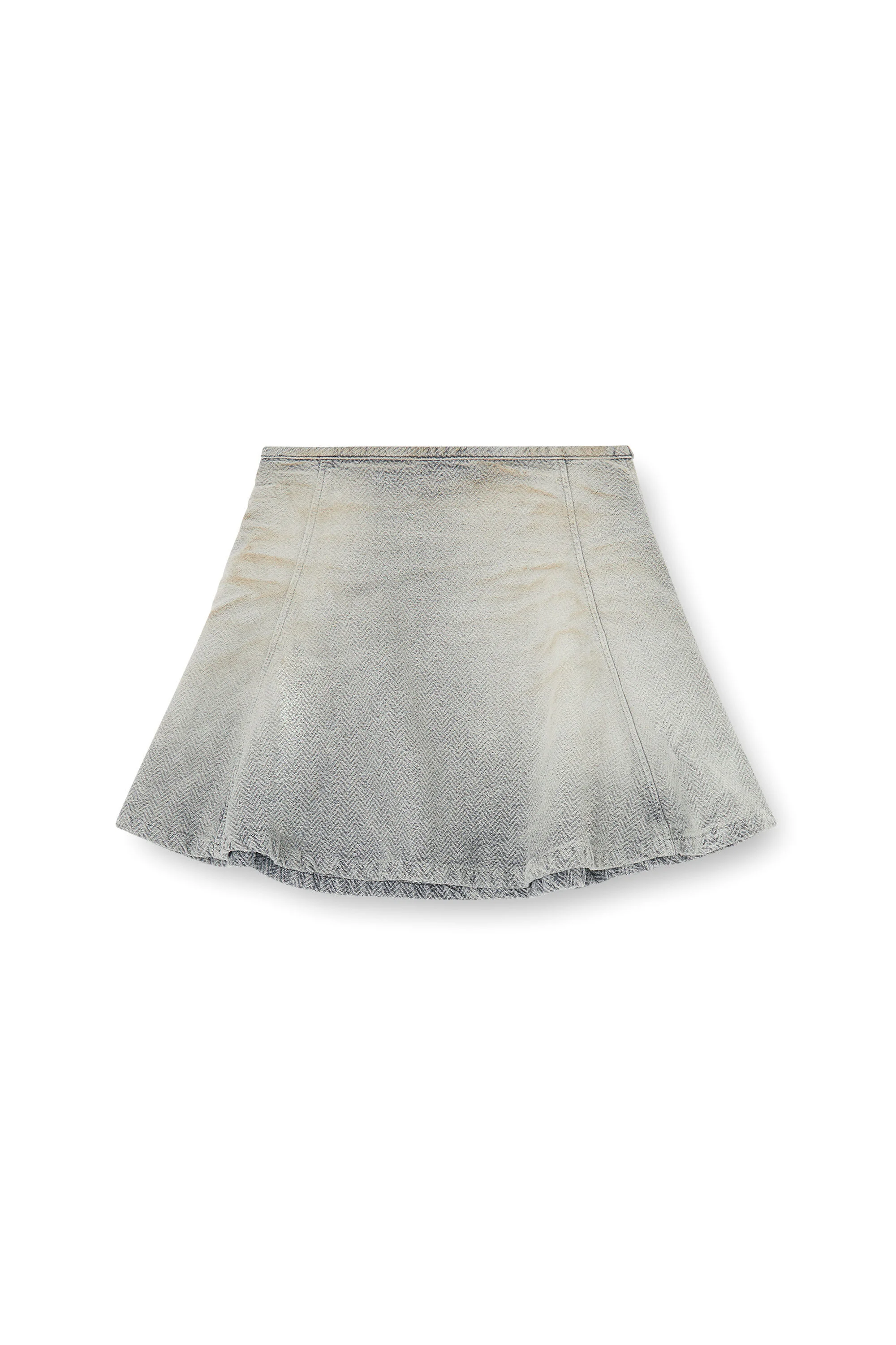 SKIRT IN DISTRESSED HERRINGBONE DENIM - 1