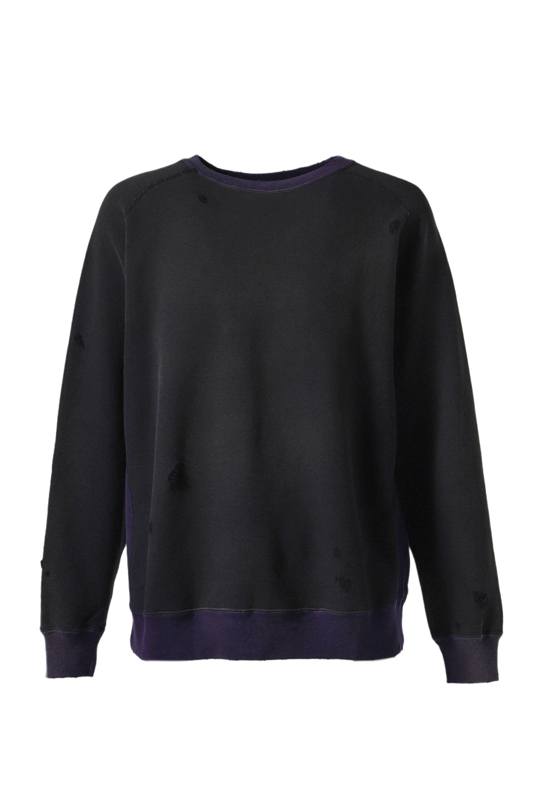 2-TONE CREW NECK SWEAT SHIRT - COTTON FRENCH TERRY / E-BLK - 4