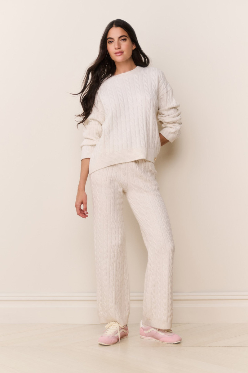 LoveShackFancy Fraya Cable Knit Lounge Pant outlook