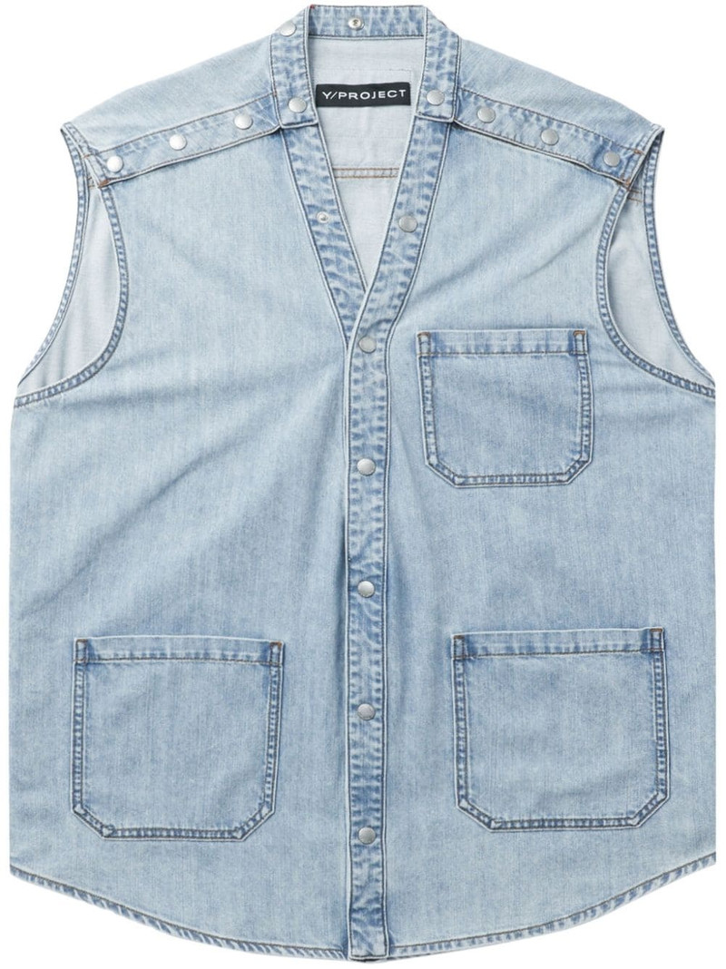 patch pocket detailing denim vest 1