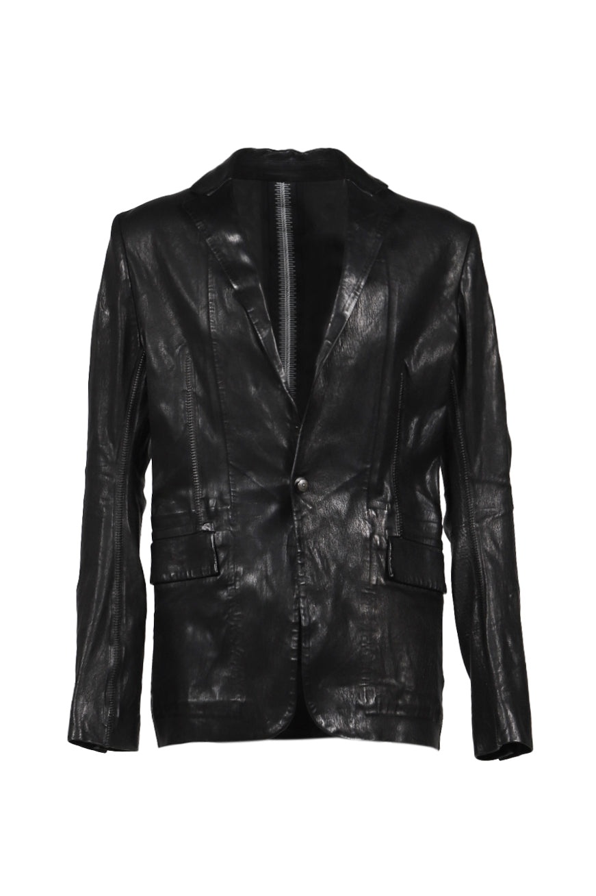 PIONNIER STRETCH LEATHER CLASSIC BLAZER / NOIR - 1