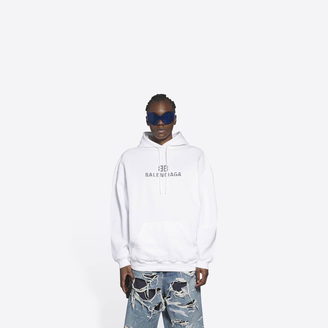 Women's Bb Pixel Medium Fit Hoodie in White - 1
