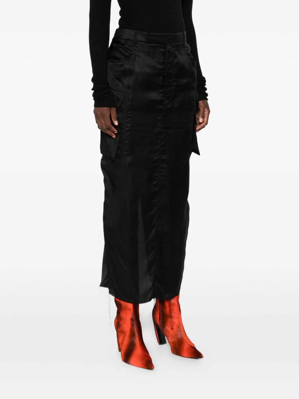 frayed-hem midi skirt - 3