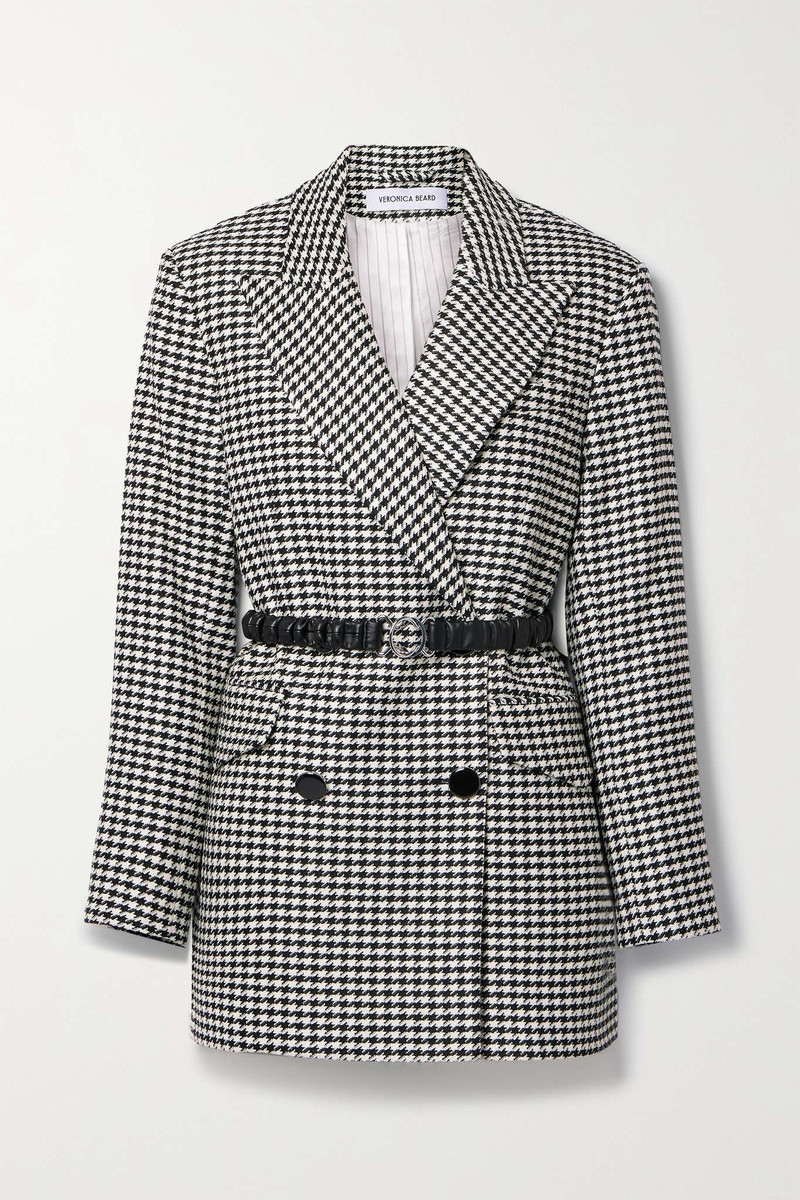 Hutchinson belted houndstooth woven blazer 1