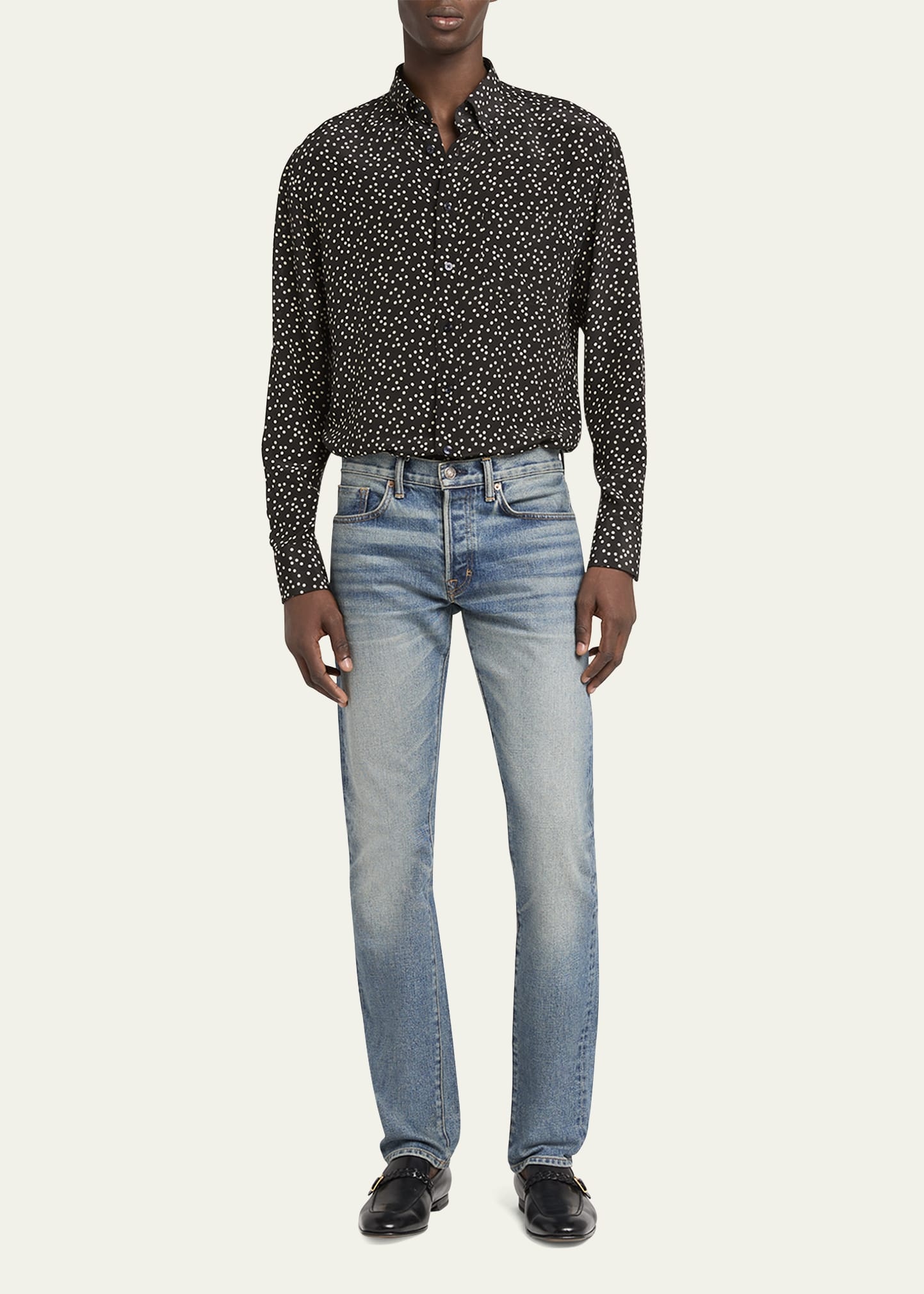 Men's Crepe de Chine Polka Dot Sport Shirt - 2